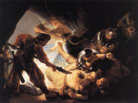 #Rembrandt -The Blinding of Samson, 1636, which Rembrandt gave to Huyghens